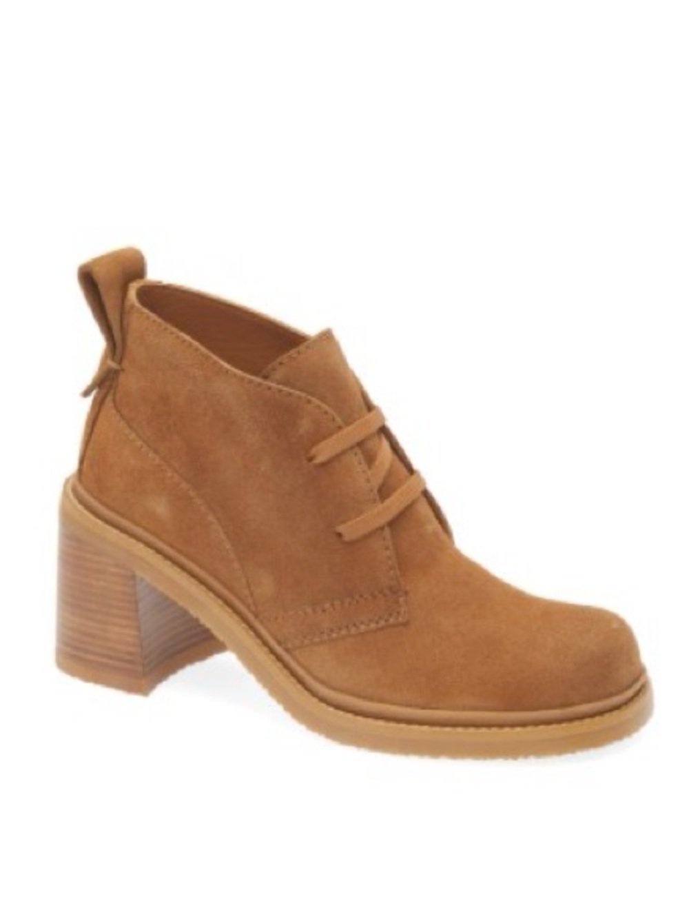 See By Chloe Tan Suede Lace-Up Chunky Heel Booties